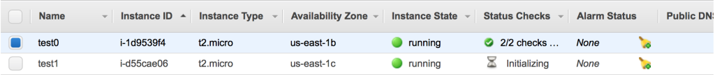 AWS Console: Running Instances